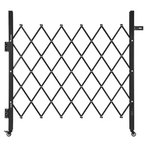 Single Folding Security Gate, Lockable Scissor Gate With 360° Swivel Casters, Outdoor Barricade Steel Retractable Gate For Entry Security, Garage, Warehouse, Pool Areas, Child Safe Barrier, 43.31 x 51.57 In (W x H)
