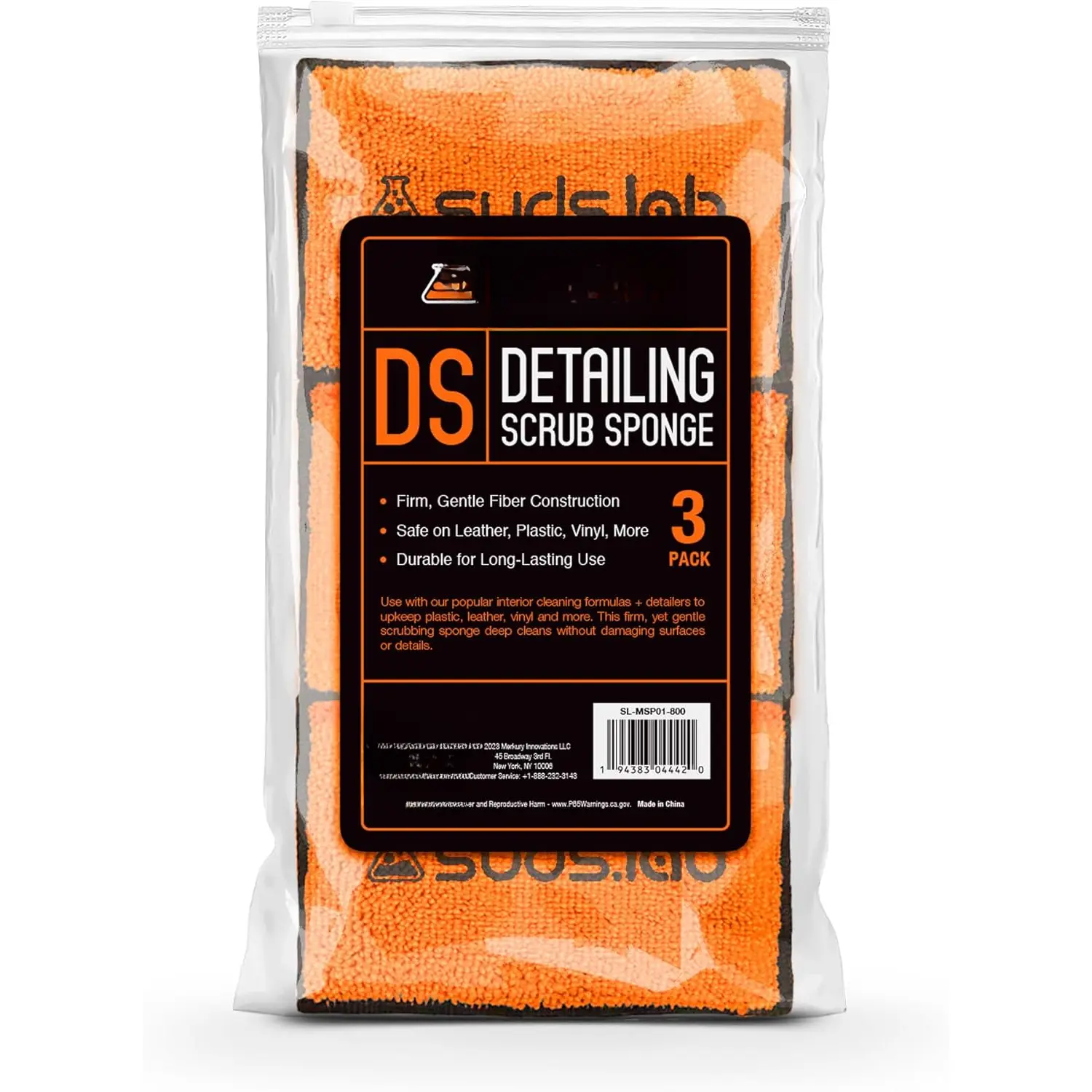 Suds Lab DS Microfiber Detailing Scrub Pad 3 Pack -  Interior Cleaning & Detailing Microfiber Scrub Pads - Set of 3 - Safe On Leather, Vinyl, Plastic, Etc., Car Detailing Tools, Interior Detailing Products