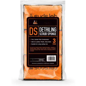 Suds Lab DS Microfiber Detailing Scrub Pad 3 Pack -  Interior Cleaning & Detailing Microfiber Scrub Pads - Set of 3 - Safe On Leather, Vinyl, Plastic, Etc.