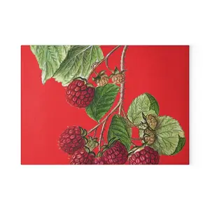 Red Berry Glass Cutting Board, Kitchen Decor, Unique Serve Platter, Dining Gift, Housewarming Present, Serving Tray