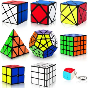9PCS Speed Cube Set 2x2 3x3 4x4 Pyraminx Megaminx Mirror Puzzle Cubes