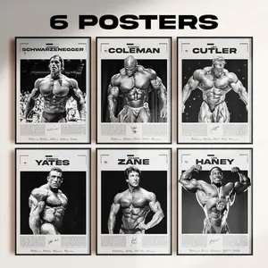 Mr. Olympia Bodybuilder Legends Poster: Arnold Schwarzenegger, Ronnie Coleman, Jay Cutler, Dorian Yates, Frank Zane, Lee Haney, Gym Posters ( Unframed-Print Only )
