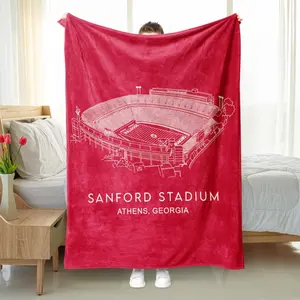 Sanford Stadium Blanket - Georgia State Football Stadium Blanket  Soft Throw Blanket for Couch, Bed, Sofa Luxurious Warm and Cozy for All Seasons  Family and Friends Perfect Christmas Present football fan gift fleece blanket