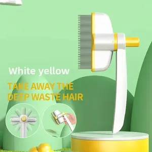 360° Rotating Pet Comb with Long & Short Stainless Steel Teeth ABS Material for Dealing with Dog Hair Shedding & Tangles