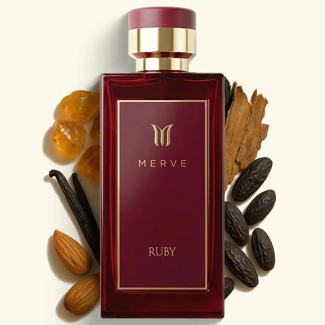 Merve Ruby Perfume For Women 3.4 oz | Long Lasting 12+ Hours | Tonka Bean, Vanilla, Amber, Honey, Gourmand, Floral, Fruity | Eau de Parfum | Vegan & Cruelty Free | Gift for Her