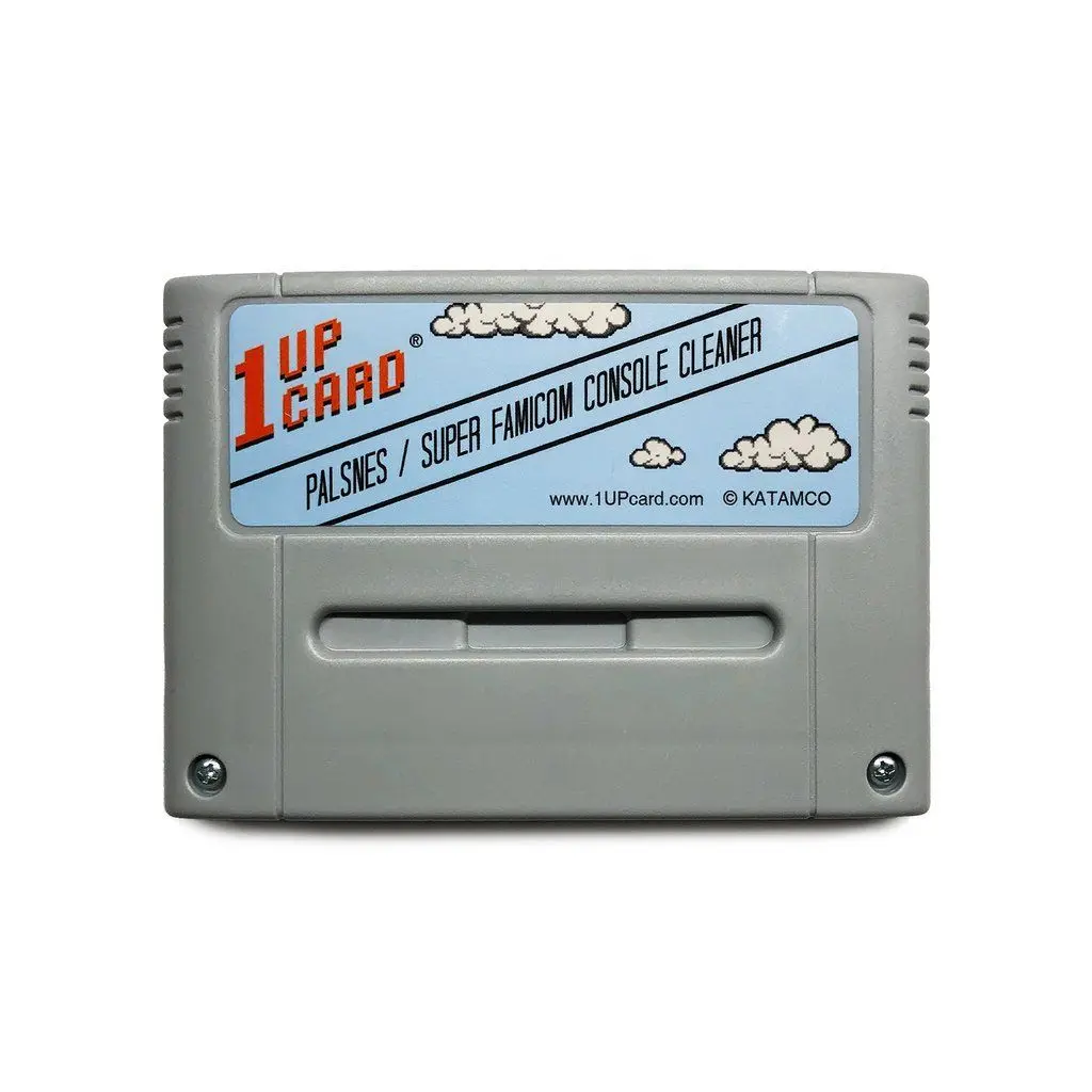 1UPcard™ Retro Video Game Console Cleaning Tool, Connector Accessory Compatible with Super Famicom, PAL SNES, Smartphone