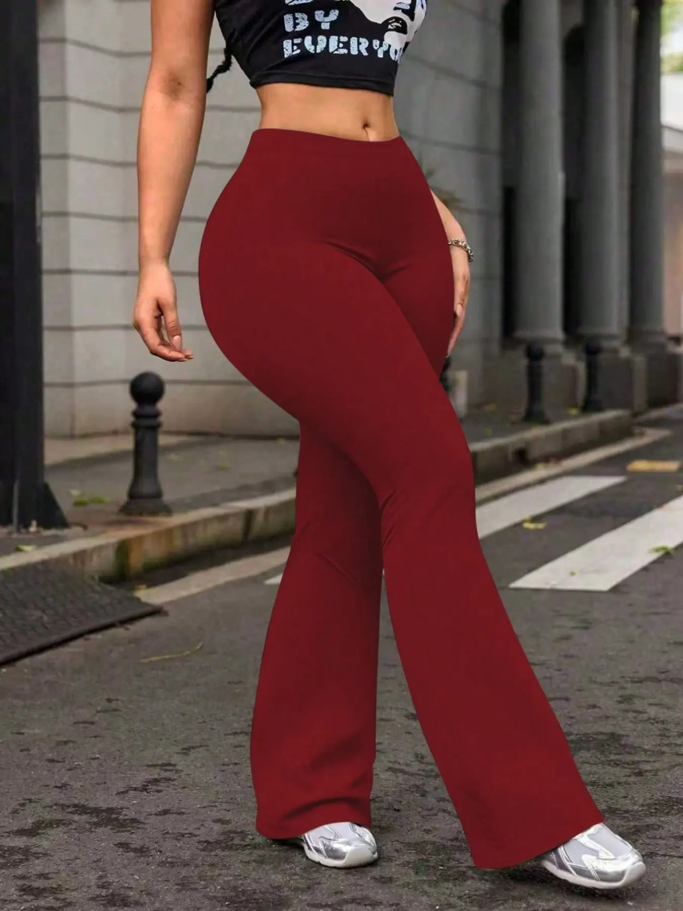 Women's High Waist Solid Color Flare Pants, Compression Tight-Fitting Yoga  Pants, Running Exercise Workout Clothes, Fitness Pants, Athleisure Style  Pants - TikTok Shop