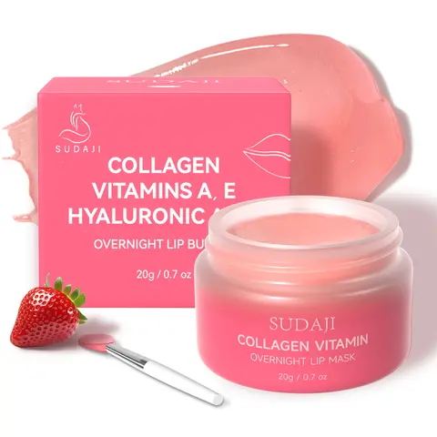 Lip Mask with Hyaluronic Acid - Overnight Butter Balm - Moisturizer for Very Dry Lips Skincare Collagen Comfort Moisture Hydrate Hydrating Moisturizing, Lip Care, Hydration & Moisturizing Lip Treatments