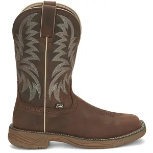 Justin Boots Mens Rush 11 Inch Square Toe Western  Casual Boots Mid Calf - Brown