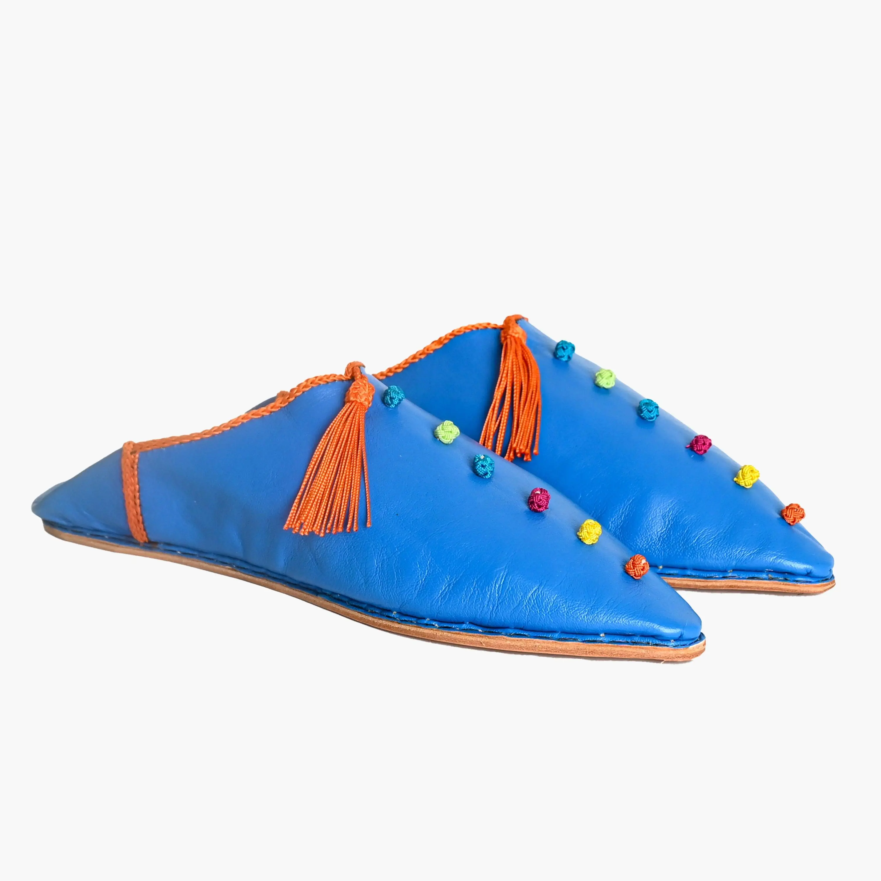 Handcrafted Moroccan Pompom Babouche Slippers – Authentic Leather Footwear from Fez