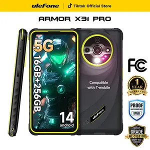 Ulefone Armor X31 Pro 5G Unlocked  Rugged Waterproof Phone, 16GB RAM+256GB ROM, MTK Dimensity 6300 Android 14, 64MP Main Camera+25MP Night Vision 6.56" 120Hz Display, 6050mAhWidevine L1 Fingerprint ID NFC,Independtent Glare Flashlight - Orange Smart Phone