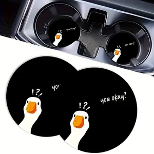 2-Pack Car Cup Mats, 2.75 Inches, Duck Design, Unisex Gift, Car Interior Decor, Car Cup Holder Mat, Summer Home Decor, Table Mat