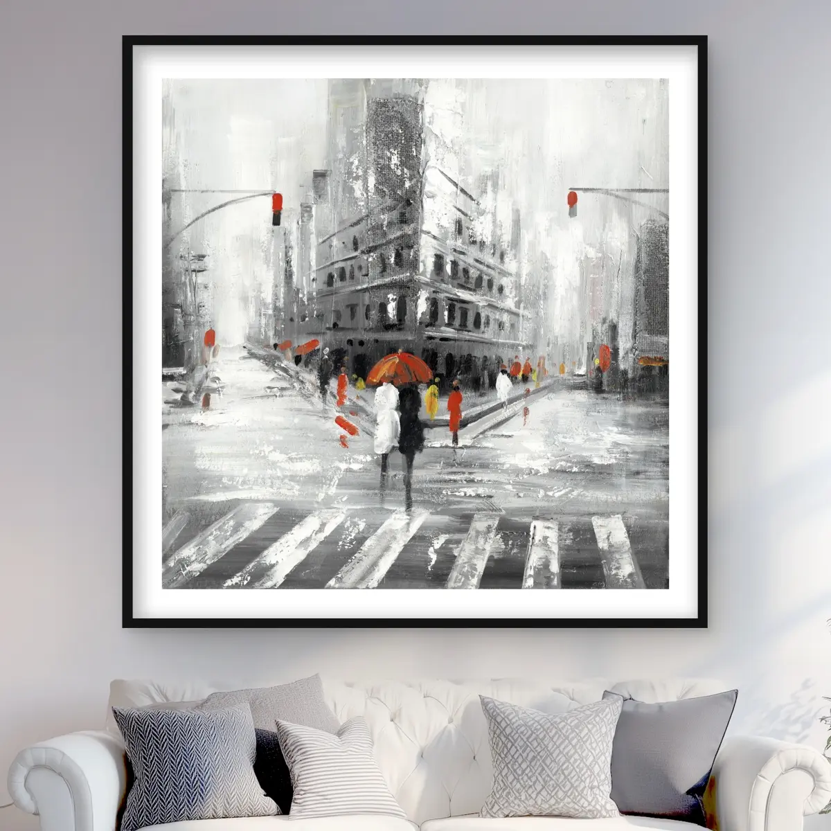 Begin Home Decor C1FM4848VKTFJJ 48 x 48 in. Grayish Flatiron Building Print Wall Art - Office Cities Framed Art