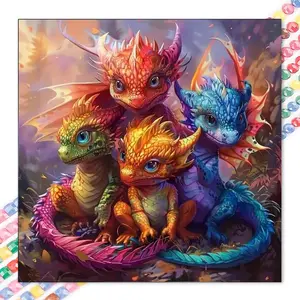 1 DIY diamond painting kit, 5D diamond art set, DIY decoration, colorful baby dragon diamond painting kit full round diamonds, mosaic, diamond art, DIY art home decor, suitable for Christmas.