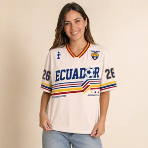 Custom Number Ecuador-Inspired Mesh Jersey, Retro Andes Sports Shirt, Game Day Fan Outfit, Unisex Festival Top