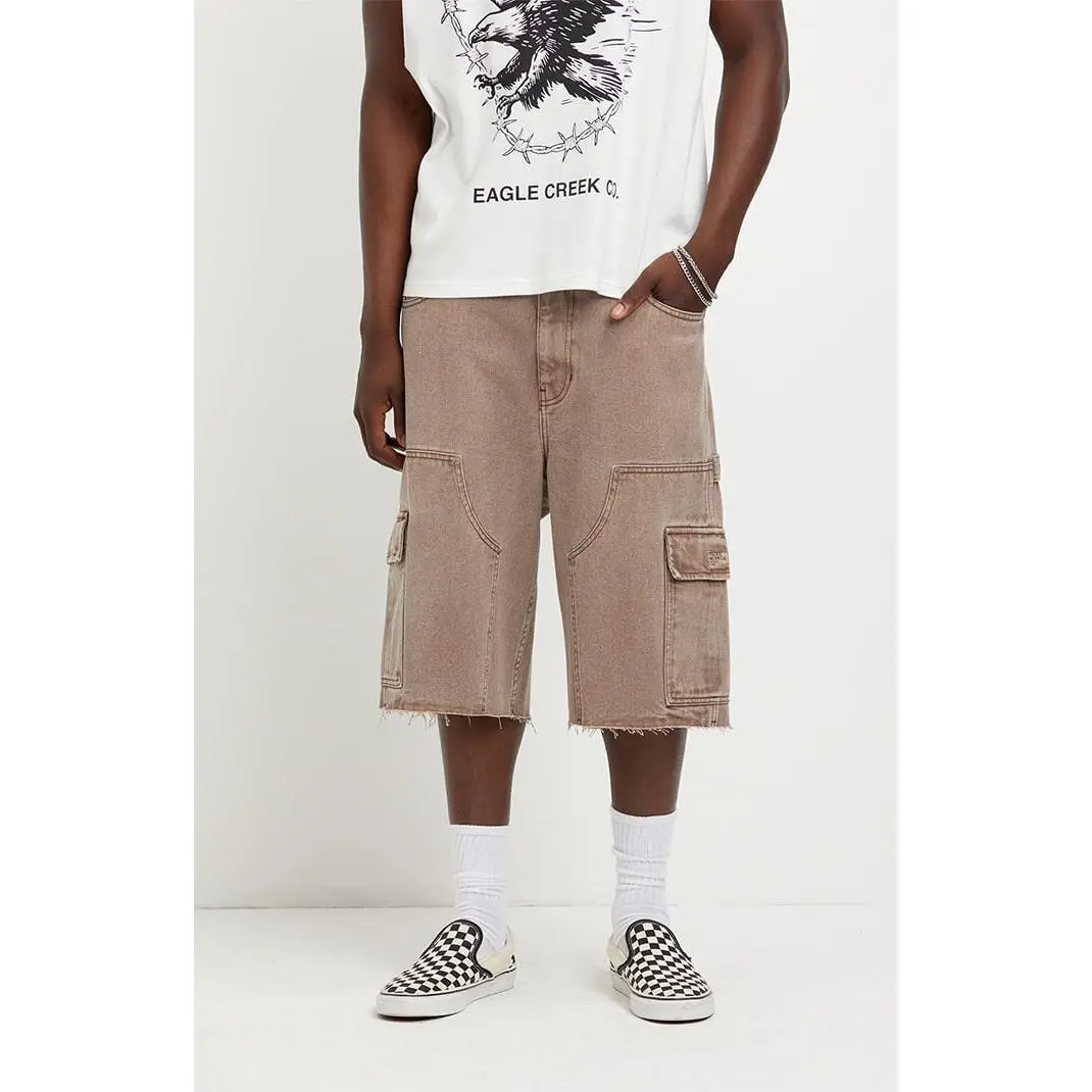 Pacsun Men's Austin Extreme Baggy Jean Shorts Cargo Brown
