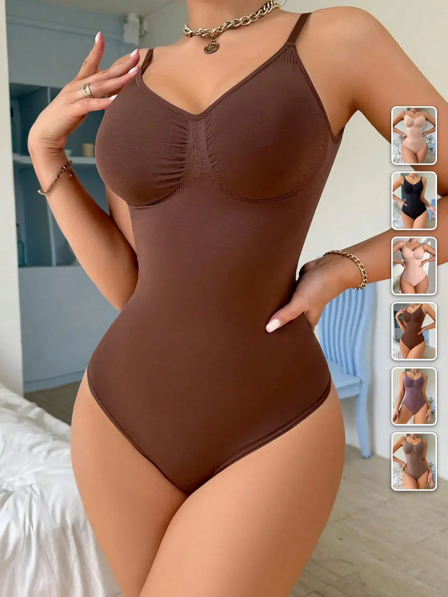 BLUELIFE Shapewear Bodysuit high stretch backless coffee brown comfy lounge essential