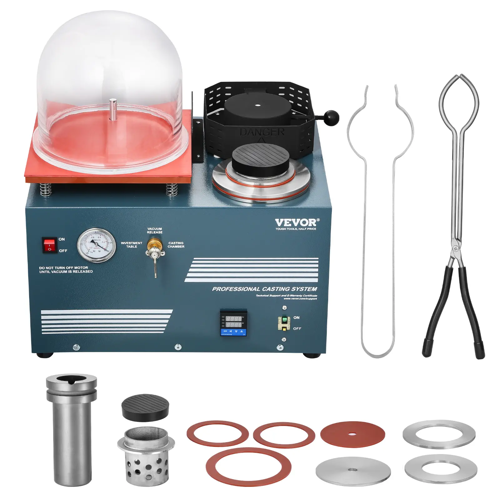 VEVOR Vacuum Investing Casting Machine with Melting Furnace, Convenient Oil Injection Port, Precision Pressure Gauge, All-in-One Machine for Casting Jewelry and Melting Scrap, Silver, Gold, Copper