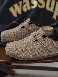 Unisex All-Season Cork Slippers, Boho Style Adjustable Buckle Design, Comfortable Casual Walking Shoes for Women, Daily Wear