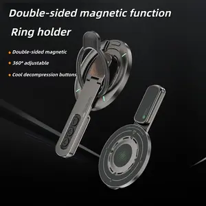Dual-sided magnetic phone ring holder, MagSafe strong magnet, 360-degree rotation, portable back sticker, Cell phone holder