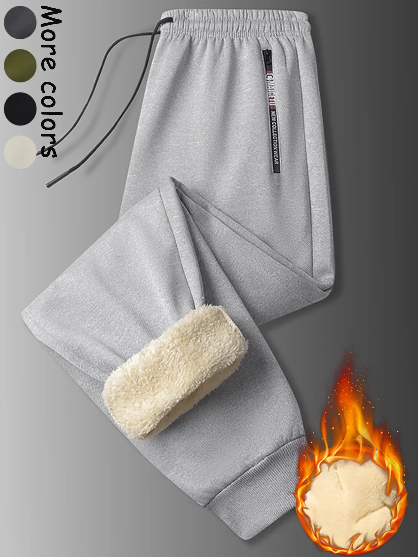 Men's Fleece Lined Warm Sports Sweatpants with Zipper Pockets, Versatile Athletic Running Pants, Running & Hiking Pants, Comfortable Winter Wear