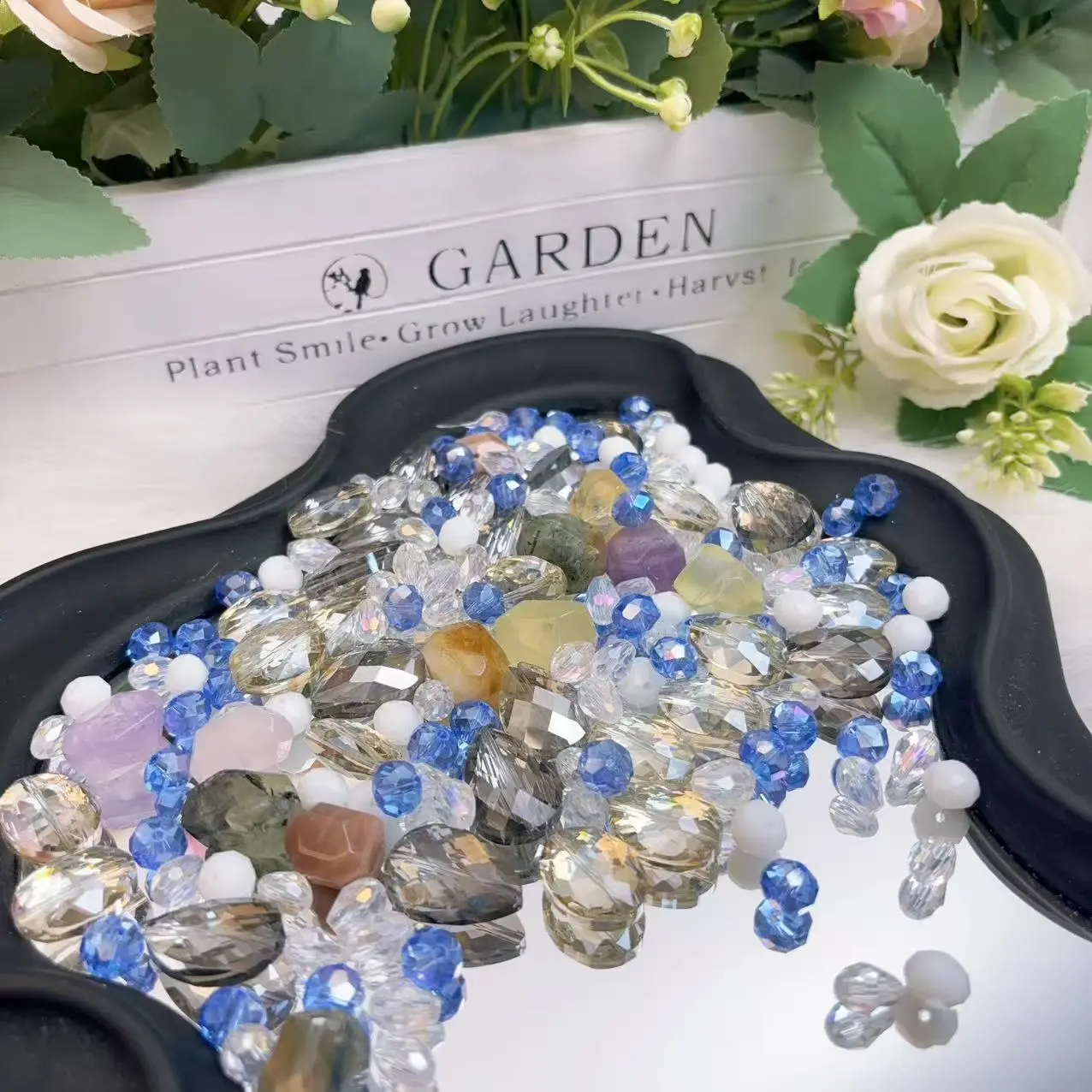 [Crystal Tumble]Natural Glass Beads and Crystal Tumble Diamonds| Tumbler Accessories DIY Craft Decorations Jewelry Making Supplies| Mental Relief