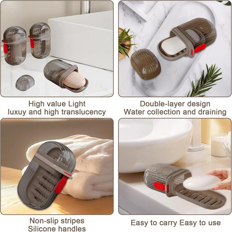 Travel Soap Case, Leakproof Soap Container with Lid, Portable Bar Soap Holder for Shower, Gym, Camping - Transparent
