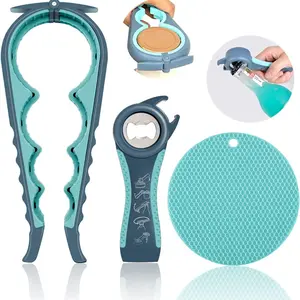 3Pcs 5-in-1 Multifunctional Jar & Can Opener Set, Non-slip Rubber Gripper Pad, Multi-size Lid Opening Helper, Labor-saving Twist Tool, Easy Grip Bottle Cap Opener, Ideal for Elderly, Arthritis Sufferers and Weak Hands