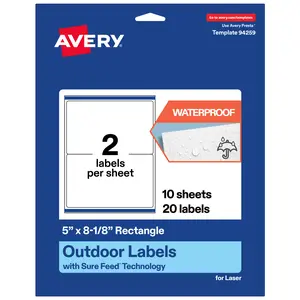 Avery Outdoor Waterproof Labels, 5" x 8-1/8" Rectangle