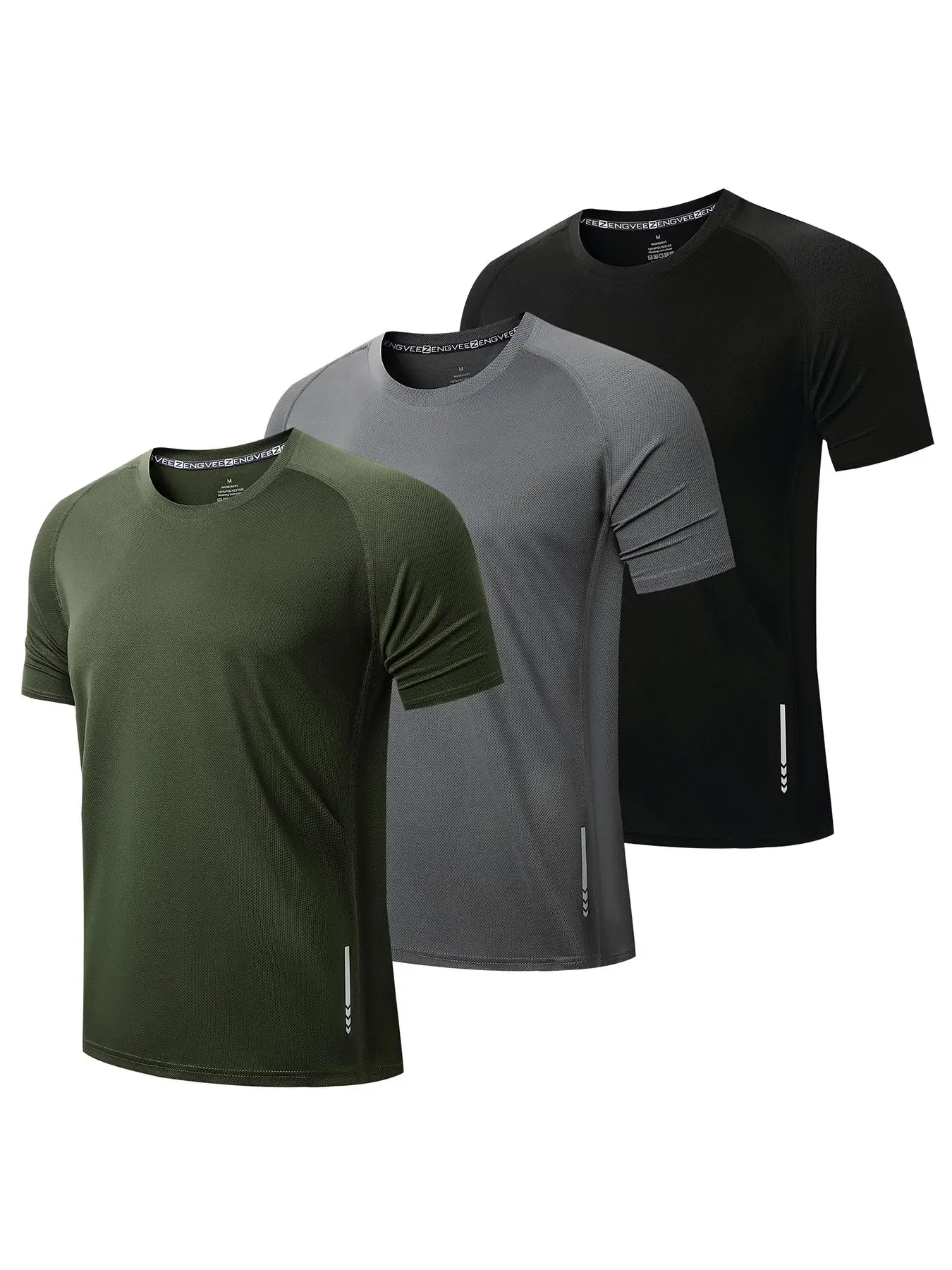 Men's Solid Round Neck Raglan Sleeve Tee, Breathable Quick Drying Short Sleeve T-shirt for Running Gym Workout, Mens Top for Summer
