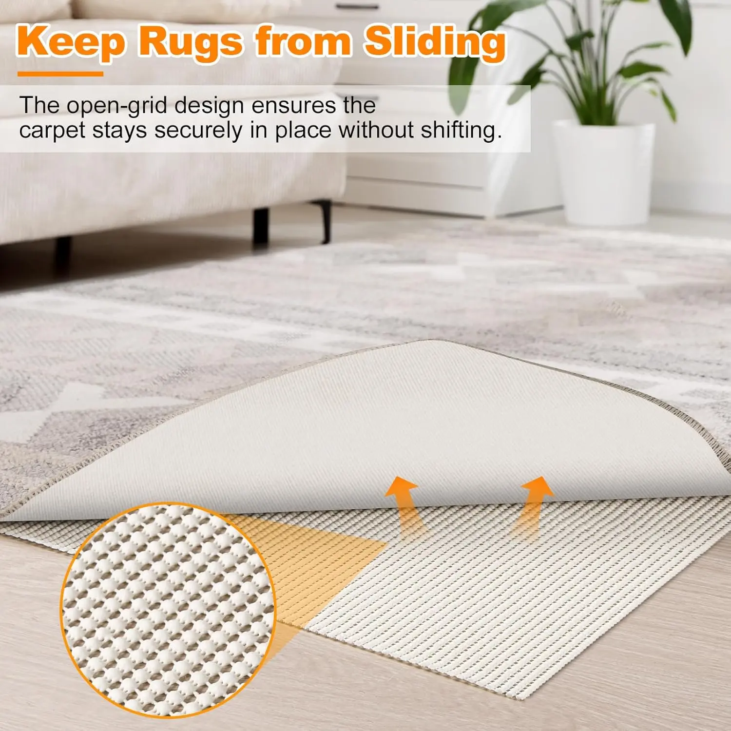Non-Slip Rug Pad 5x7 FT, Extra Thick Carpet Pads for Hard Surfaces, Prevents Sliding and Secures Rugs, Provides Floor Protection with Comfort Cushioning Non-Slip Rug Pad 5x7 FT, Extra Thick Carpet Pads for Hard Surfaces, Prevents Sliding and Secures Rugs, Provides Floor Protection with Comfort Cushioning
