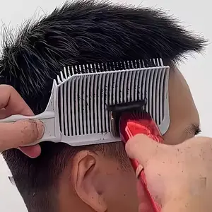 Professional Men's Hairdressing Comb, Long Handle Barber Dyeing Comb, Gradual Hair Cutting Tool, Flat Top Trimming Attachment, Hair Cutting Accessories, Lightweight