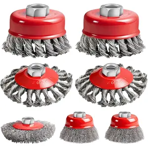 7 Pack Wire Wheel for Angle, 5/8-11UNC Threaded Arbor Wire Brush, for Rust Removal, Stripping & Wood Polishing, Compatible with 4 1/2" Angle