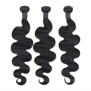 FDX HAIR Luxury Salon Human Hair 3 Bundles Body Wave Nature Black 10-32 Inch Virgin Glossy Hairbundles No Shedding Tangle Free
