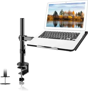 Single Laptop Notebook Desk Mount with Tray for 13-27 inch Computer Screen, Fully Adjustable Laptop Desk Arm for Notebook up to 17, Weight up to 15.6 lbs