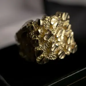 Gold Nugget Rings Wedding Engagement Gifts for Men Solid 10K Gold Ring ~2.5 gm