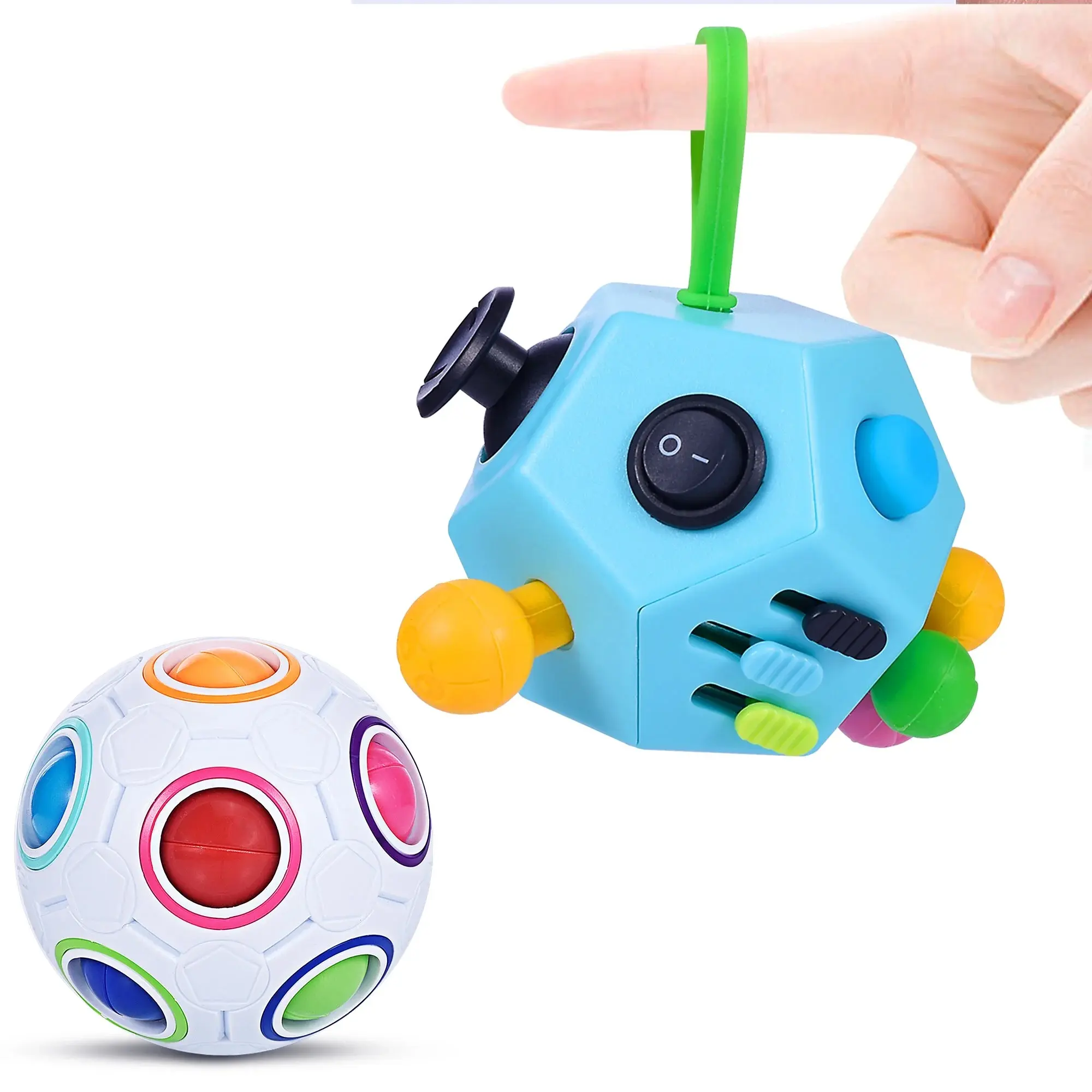 2 Pack Cube Dodecagon Multifunctional Sensory Fidget Stress Relief Toys for Adults and Kids Calm And Sensory Stimulation