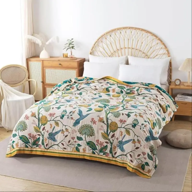 Floral Printed Soft Fleece Bed Blanket, 1 Count Boho Style Soft Throw Blanket, Plush Blankets, Warm Nap Blanket for Home & Office, Warm Napping Blanke