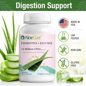 AloeCure Probiotics + Enzymes for Women's Health 10 Billion CFU 30 Capsules Organic Aloe Vera & Bromelain Digestive Support
