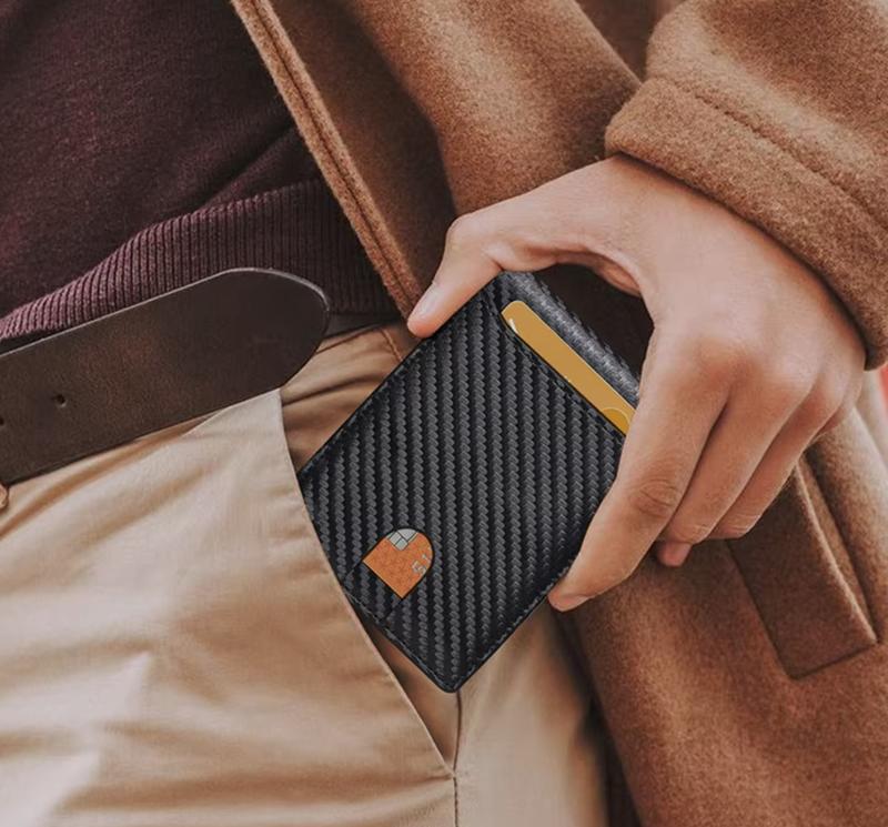 Men's Slim Leather Bifold Wallet RFID Blocking 11 Card Slots ID Window Cash Slot Minimalist Front Pocket Gift Box High-Quality Leather Compact Size