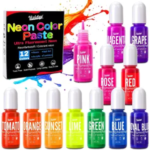 Neon Pigment Dye - 12x10g Concentrated Resin Pigment Paste for Epoxy Resin, Nail Art, Painting, Candle, Soap Making, Neon Dye for Decoration, Jewelry, DIY Crafts, Highly Pigmented