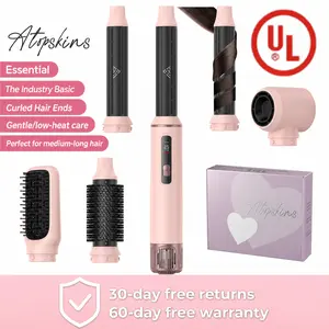 ATOPSKINS 5-in-1 Hot Air Brush Ultra-Lightweight Air Styler Gentle Styling Zero Heat Damage 230°F Heat-Free Styling High-Temp Plastic Parts 30-Day Warranty Handle Attachment Hair Curling Tool
