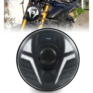5.75" Motorcycle Additional Headlight with Laser Light, White DRL, and Amber Turn Signal for Iron 883 Dyna