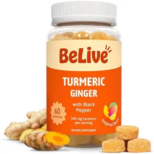 Turmeric Curcumin with Black Pepper & Ginger 500mg Turmeric & Ginger Supplement for Immune Support Healthy Skin & Mobility Tropical Flavor 60 Count