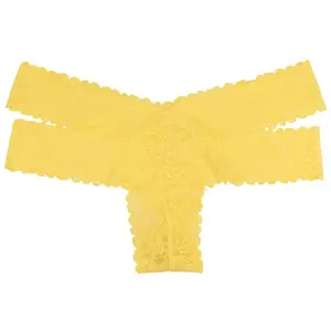 Yellow All Lace Thong with Double Bands