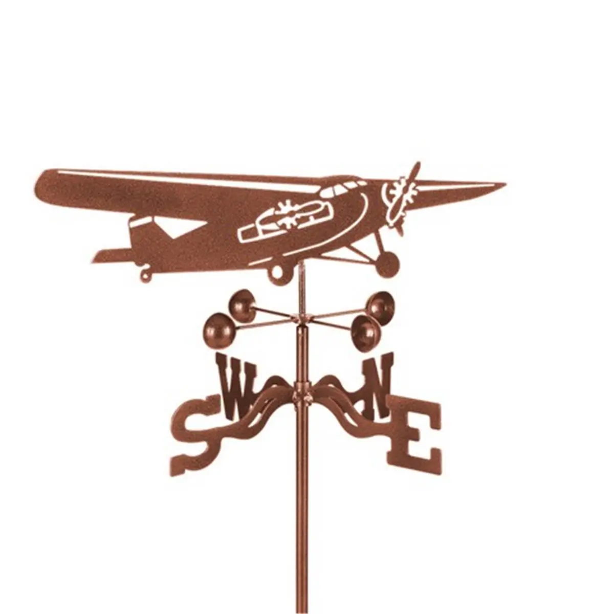 EZ Vane EZ1010-PT Tri-Motor Vintage Aircraft Weathervane with Post Mount, Outdoor 1920’s Collectible for Aircraft Enthusiasts, 14-Gauge Metal Steel Construction, Powder Coated 3 Protective Coatings, 25" H x 21" W x 9" L
