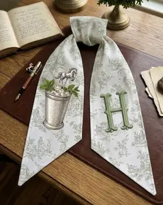 Seersucker Mint Julep Wreath Sash, Personalized Monogram Door Decor, Southern Porch Ribbon, Elegant Derby Party Front Door Accent