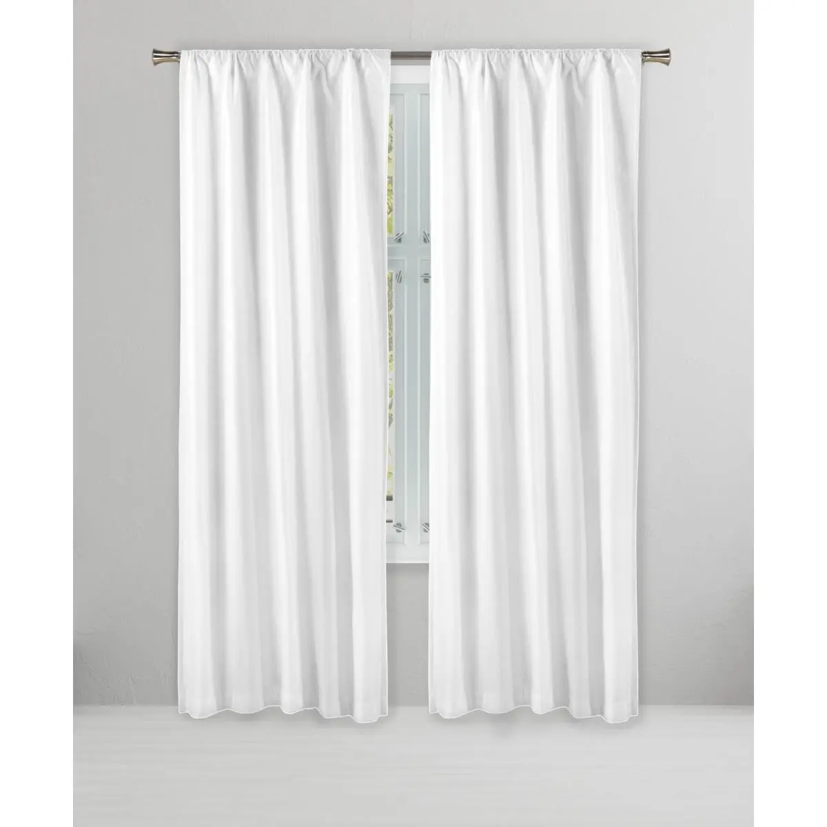 Home Textile LARWH-12 -17018 Wrinkle Embossed Room Darkening Thermal Rod Pocket Window Curtains for Living Room & Bedroom Panels - 38 x 84 in. - White - Set of 2