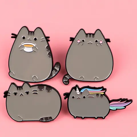 4pcs/set Cute Cat Enamel Brooches, Cartoon Animal Pins, Enamel Lapel Pins, Drop Set Pins, Hat Pins, Alloy Brooch Pin, Unisex Accessories for Bags and Clothes, Fashion Personalized Decoration