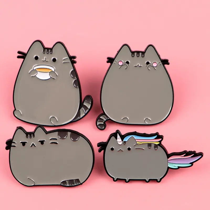 4pcs/set Cute Cat Enamel Brooches, Cartoon Animal Pins, Enamel Lapel Pins, Drop Set Pins, Hat Pins, Alloy Brooch Pin, Unisex Accessories for Bags and Clothes, Fashion Personalized Decoration